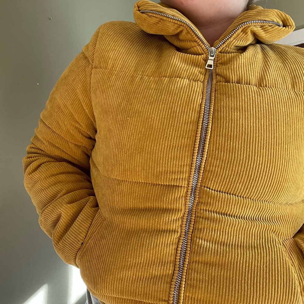 Yellow Corduroy Puffy Jacket
